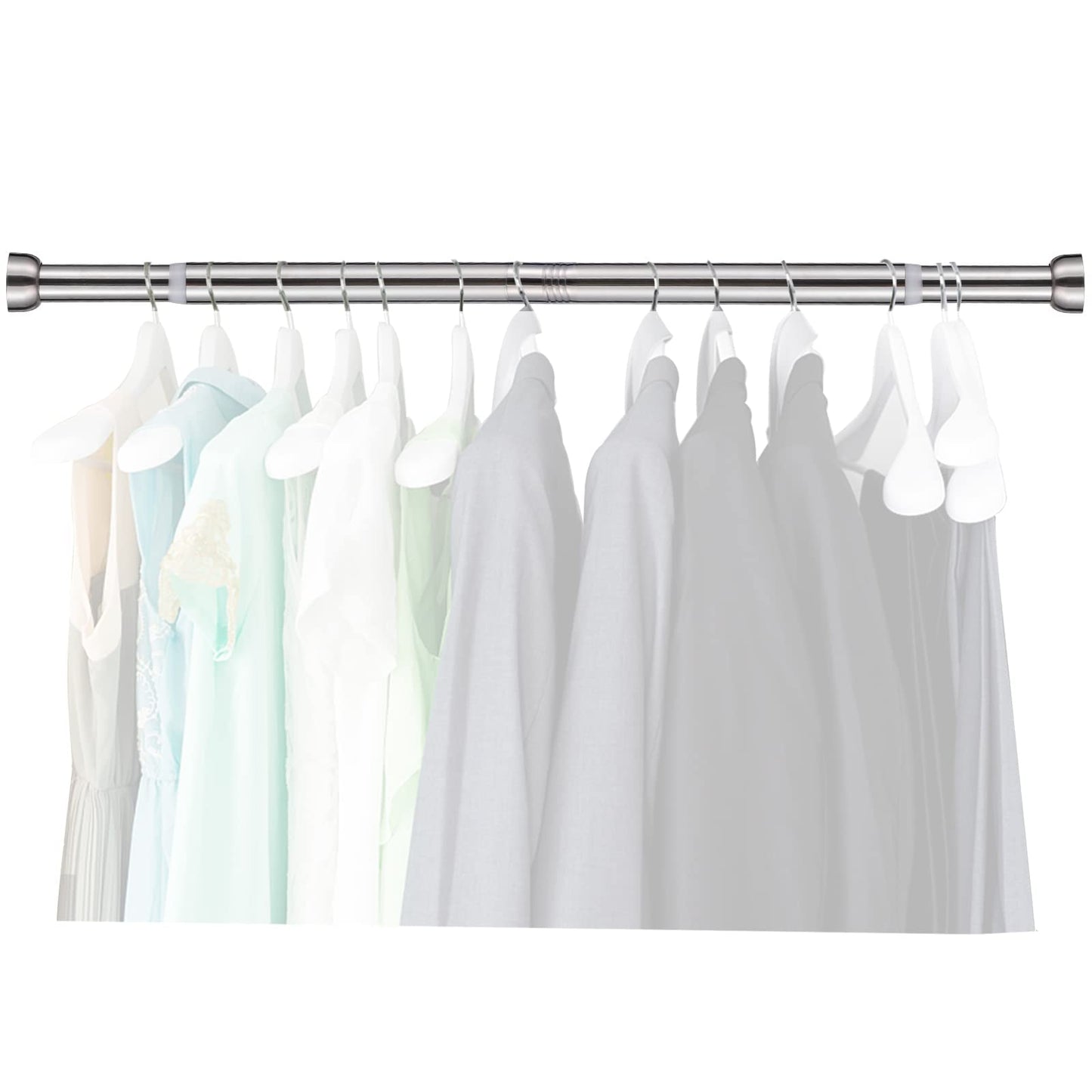 Harrms Wardrobe Rail, Extendable Clothes Rail Silver 71-127cm, Heavy Duty Wardrobe Pole and Fittings for hanging clothes