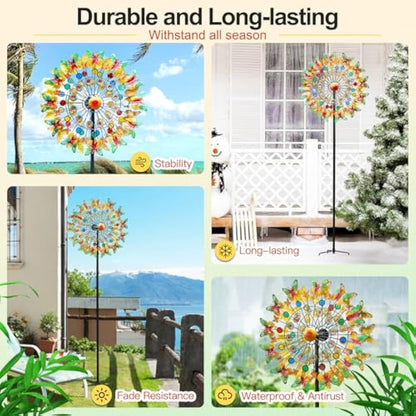 Lariander Butterfly Metal Wind Spinner - Large Outdoor Metal Wind Spinners Yard Garden, Kinetic Multicolor Yard Wind Sculptures Spinners for Lawn Patio Outdoor