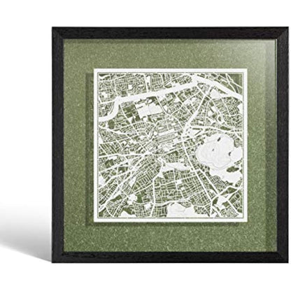 O3 DESIGN STUDIO Edinburgh Marco de Papel para mapas, White map, Black frame, 9x9 inches, Gift Boxed, 4 background color, self-changing, Paper Art