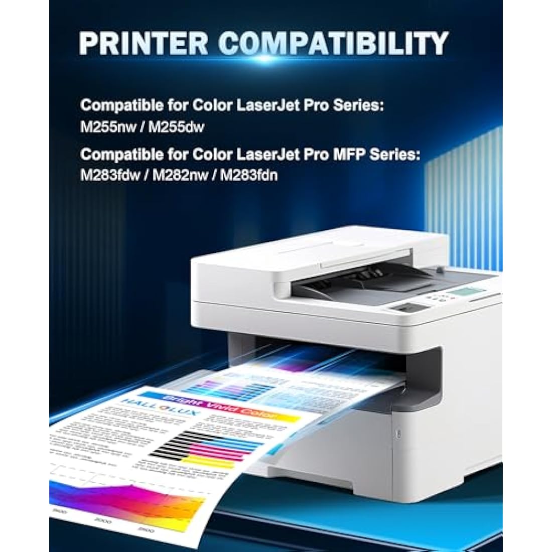 HALLOLUX 207A Toner with Chip Compatible with HP 207A 207X for Color Laserjet Pro MFP M283fdw M283fdn M282nw for Color Laserjet Pro M255dw M255nw W2210A W2211A (Black Cyan Magenta Yellow, 4 Pack)