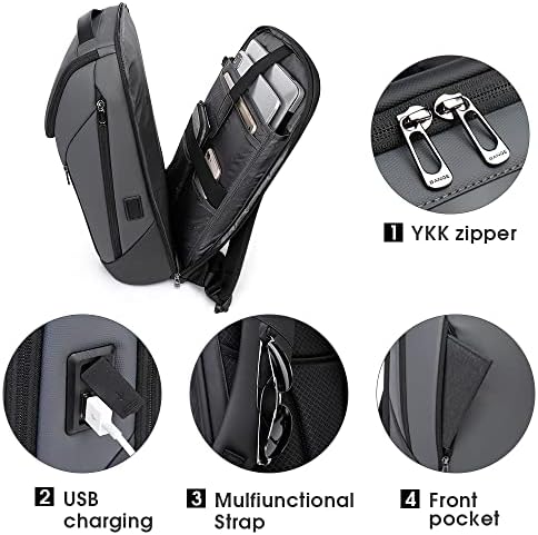 BANGE Business Smart Backpack Waterproof fit 15.6 Inch Laptop Backpack with USB Charging Port,Travel Durable Backpack