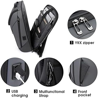 BANGE Business Smart Backpack Waterproof fit 15.6 Inch Laptop Backpack with USB Charging Port,Travel Durable Backpack