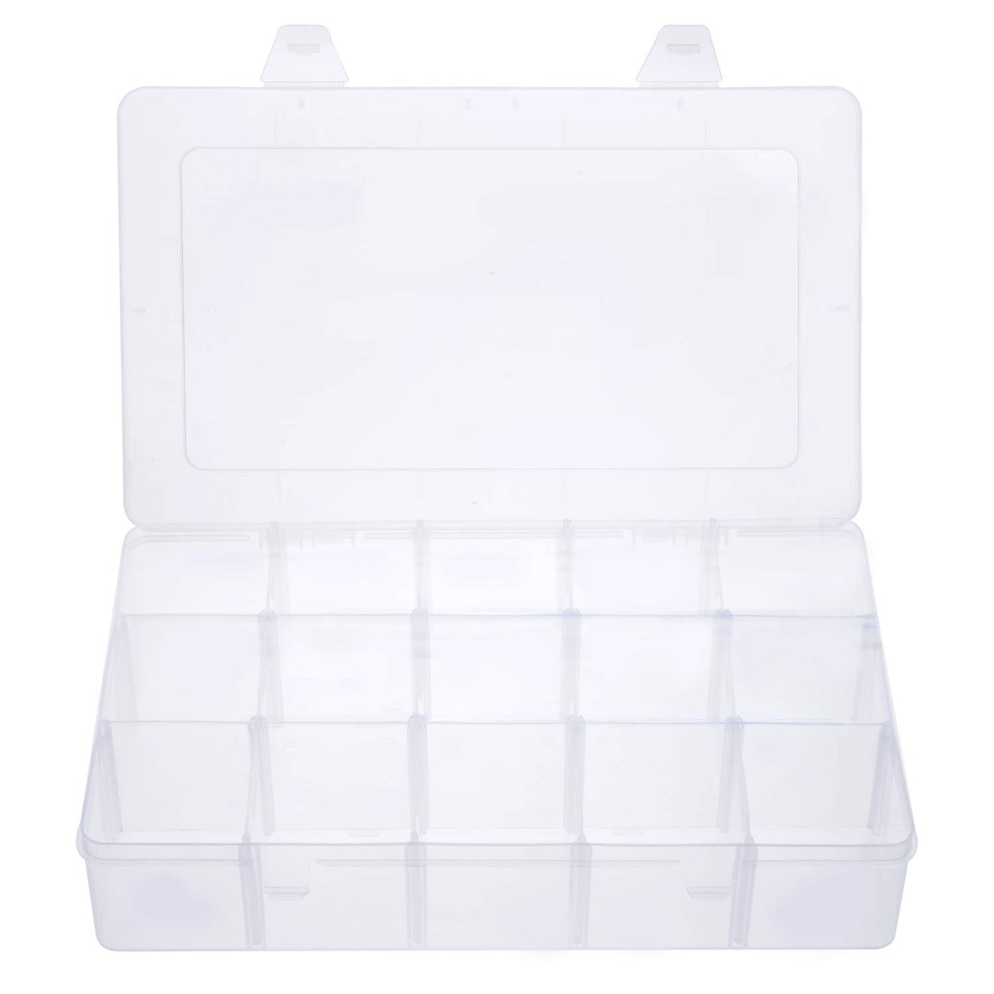 Gospire 15 Large Grids Clear Plastic Jewelry Box Organizer Storage Container with Removable Dividers (15 Grids - Clear)