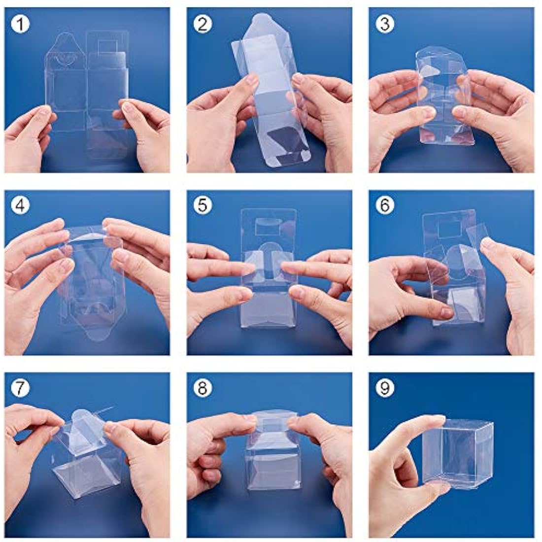 BENECREAT 60PCS 5x5x5cm Clear Cube Wedding Favour Boxes with Protective Film, PVC Transparent Cube Gift Boxes for Jewelry Storage Display, Candy, Chocolate, Cake, Balloon