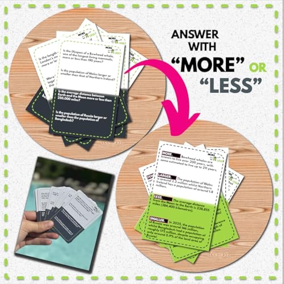 More or Less Geography Edition Card Game | 2 Players + | Travel & Pocket Card Game for Kids, Teens & Adults | Play Anywhere