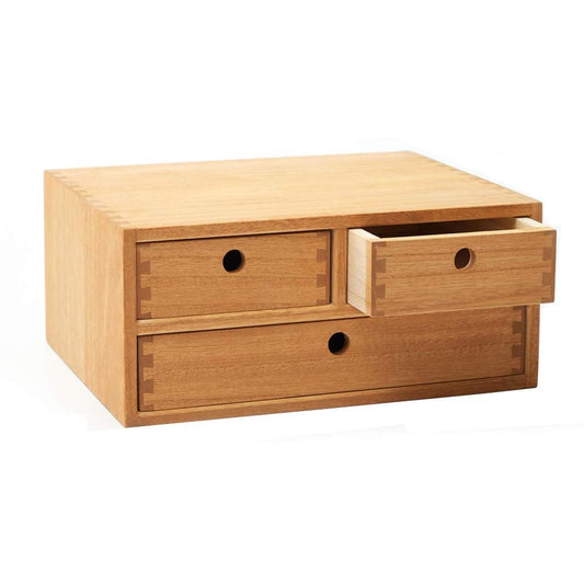 KIRIGEN Wooden Desktop Organizer Office Supplies Filing Tidy Storage Shelf Storage Cabinet Jewelry Organizer with 3 Drawers Natural