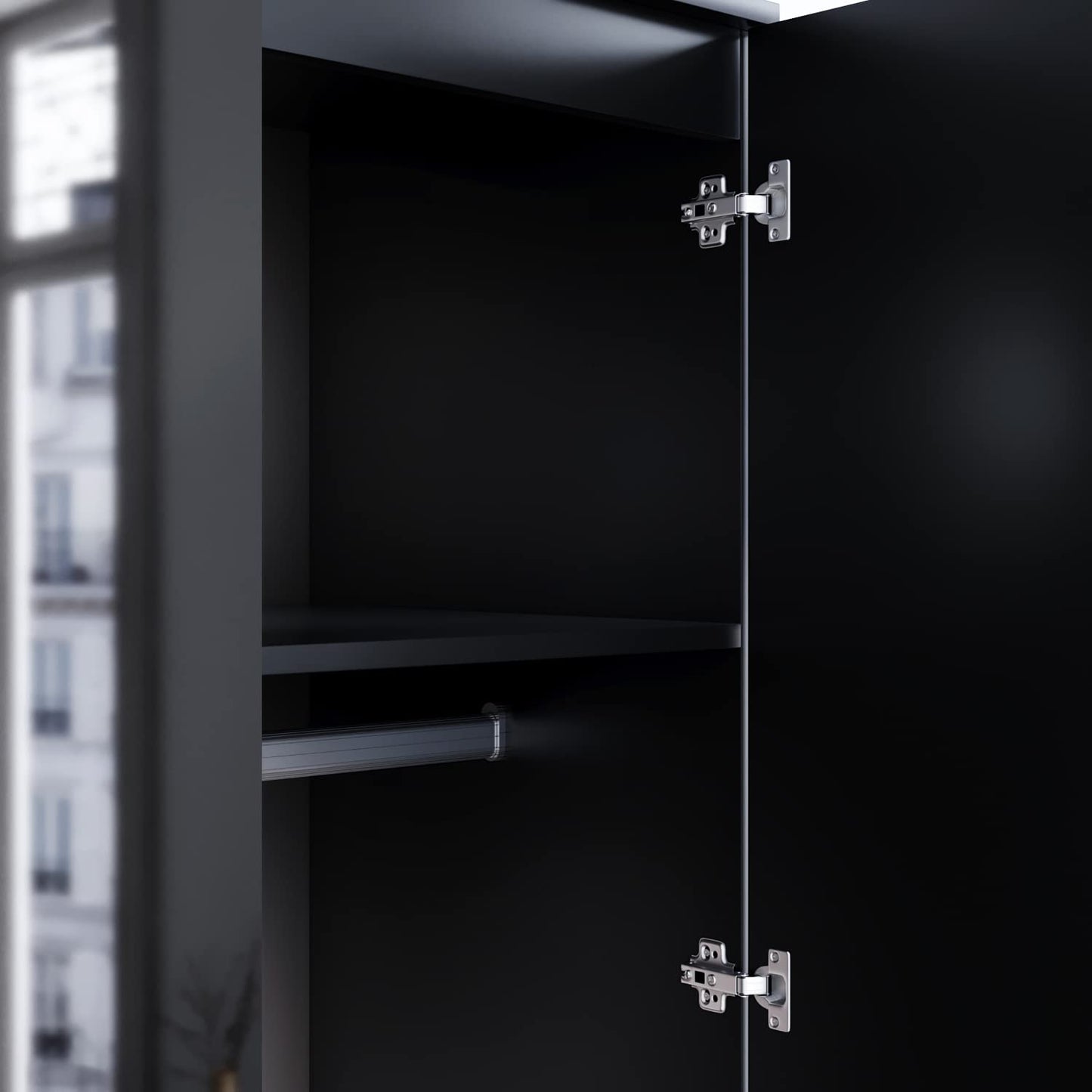 ELEGANT 2 Door Wardrobe with Hanging Rail High Gloss Bedroom Furniture for Home Bedroom, 5 Colors Available
