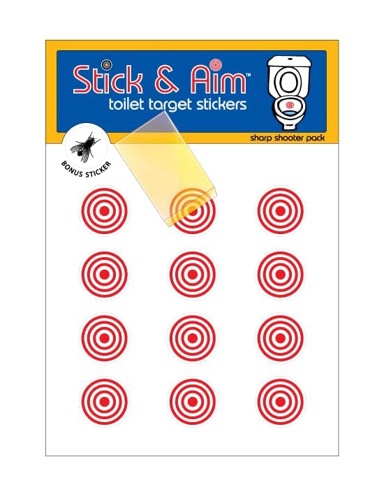 Bullseye Toilet Target Pack (13 Targets) with Applicator Smoothing Tool for Easy Installation in Toilets & Urinals
