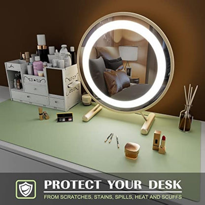 K KNODEL Large Office Leather Desk Mat, Mouse and Keyboard Pad, Computer and Laptop Mat, Desktop Protector and Cover, Writing Pad and Blotter (90x43cm, Light Green)