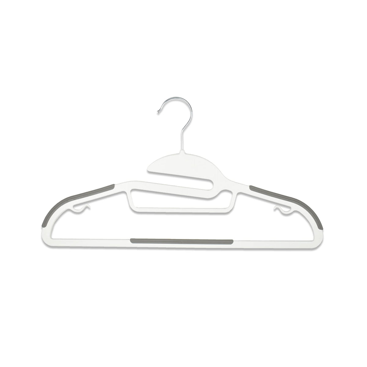 Addis Non Slip Plastic Clothes Hangers 42cm, Pack of 20, Strong durable capacity, for all garments coats shirts suit jackets trousers, White Grey