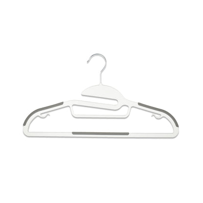 Addis Non Slip Plastic Clothes Hangers 42cm, Pack of 20, Strong durable capacity, for all garments coats shirts suit jackets trousers, White Grey