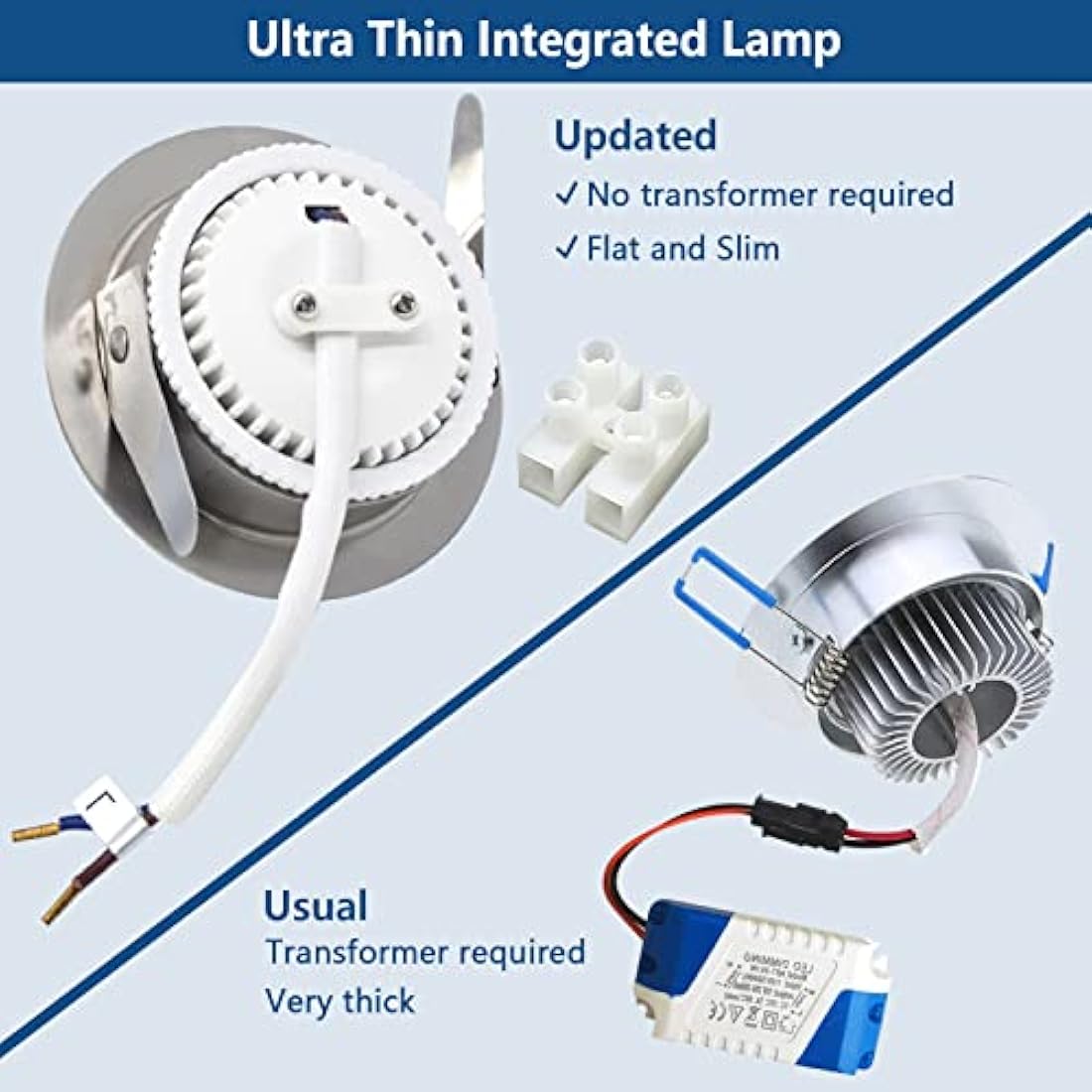 HiBay 10x 5W LED Downlights Recessed Spotlights Ceiling Lights Ultra Thin Downlights Chrome Warm White IP44 Ceiling Spot Light for Bathroom Kitchen, Fits 60-68mm Hole
