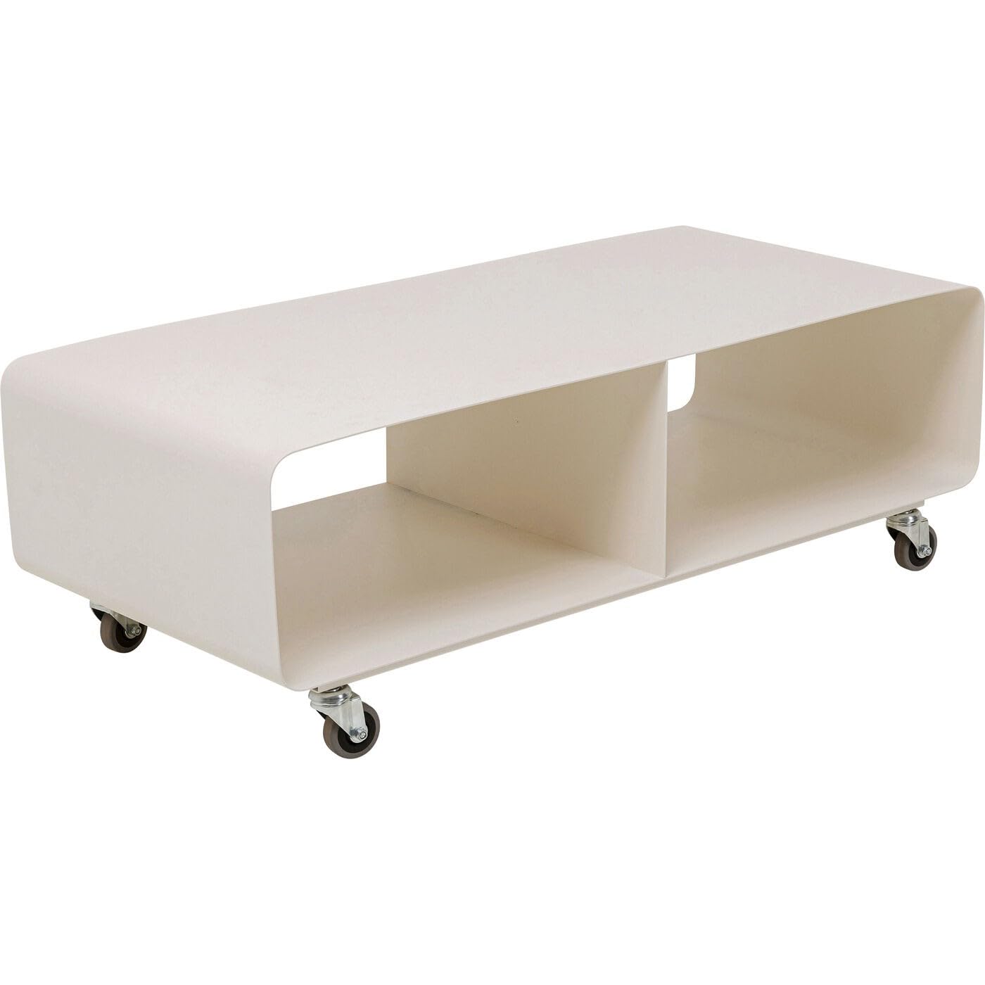 Kare Design Lowboard Lounge M, Creme, Metal, Modern, Rollable Shelf Storage, Space-Saving Furniture, Room Decor, Home Decor for Living Room, Bedroom