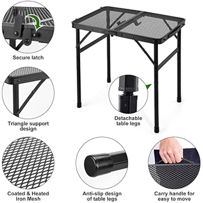 Odoland Portable Camping Table Ultralight Aluminum Folding Picnic Table Small Camp Table for Beach Hiking Backpacking Outdoor Indoor Picnic RV BBQ Black