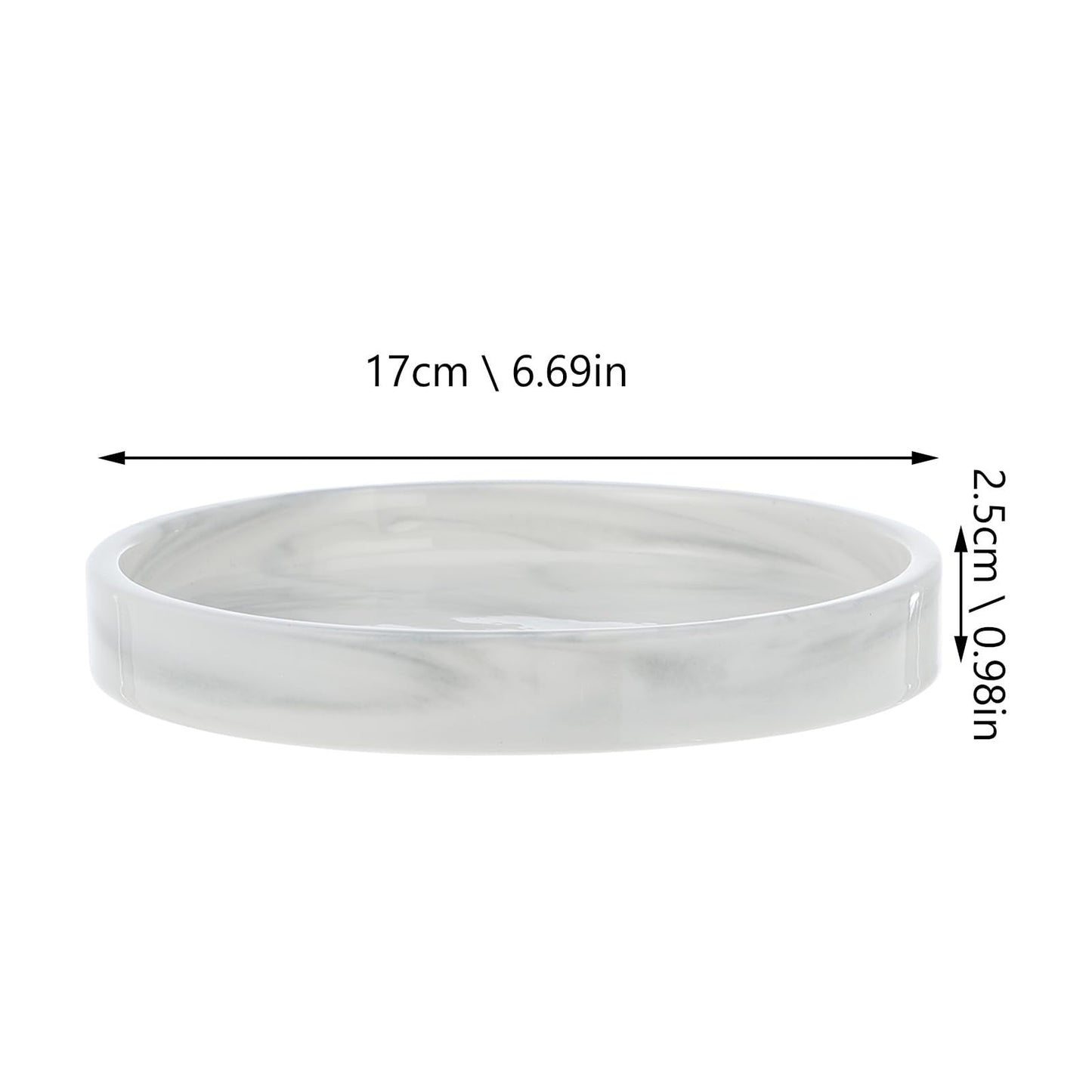 Cabilock Vanity Tray Marble Design Ceramic Storage Plate 7 Inches Elegant Home Adornment Skid-resistant Marble Tray