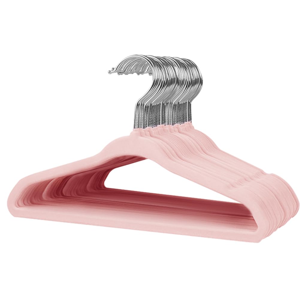 Stormix 11'' Baby Velvet Hangers Non-Slip 32 Pack Pink for Baby Nursery