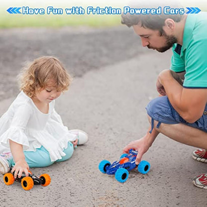 m zimoon Monster Truck Toys, 2pcs Pull Back Cars Inertia Friction Powered Car 360°Rotating Stunt Dragon Push and Go Vehicles Toys Christmas Birthday Gifts for 3-7 Years Old Boys Girls(Blue, Black)