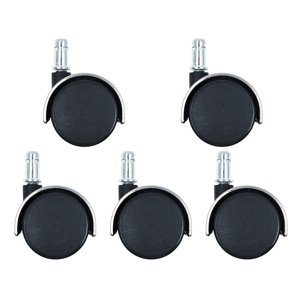 Namvo Office Chair Caster, Set of 5 Polyurethane Replacement Castors Wheels 11mm Size replacement swivel chair wheels, Protect Your Carpet/Hardwood
