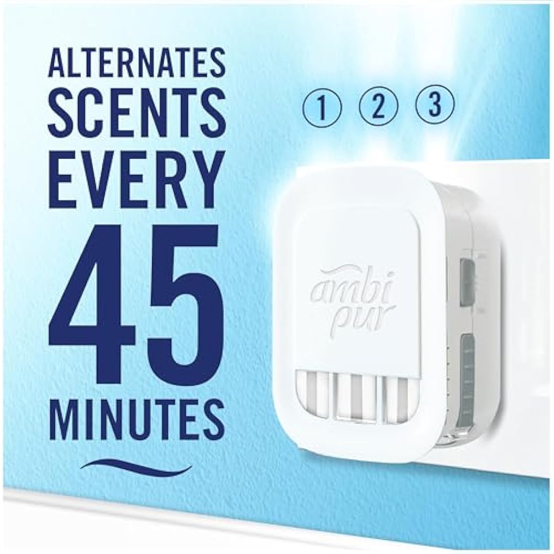 Febreze Unstoppables 3Volution Air Freshener Plug-In Diffuser Starter Kit + 4 Refills, (20mlx4), Febreze 3Volution Refill, Odour Fighter, Fresh