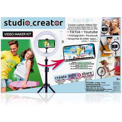 Canal Toys - Video Studio Creator Kit - Become an Influencer - Accessories with Green Background, Tripod and Ring of Light - From 8 years old - INF 001 - Cranberry