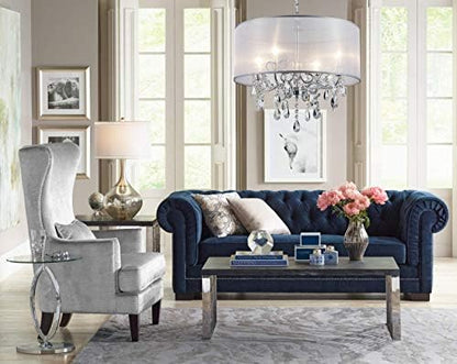 BESTIER Modern Elegant Crystal Pendant Drum Chandelier 4 Light Chrome Lighting Fixture LED Ceiling Light Dia 48 cm x H 45 cm