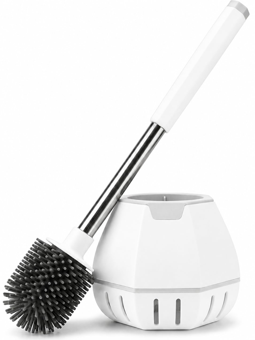 Toilet Brush and Holder Set, Wall Mounted Loo Brush with Hidden Tweezers