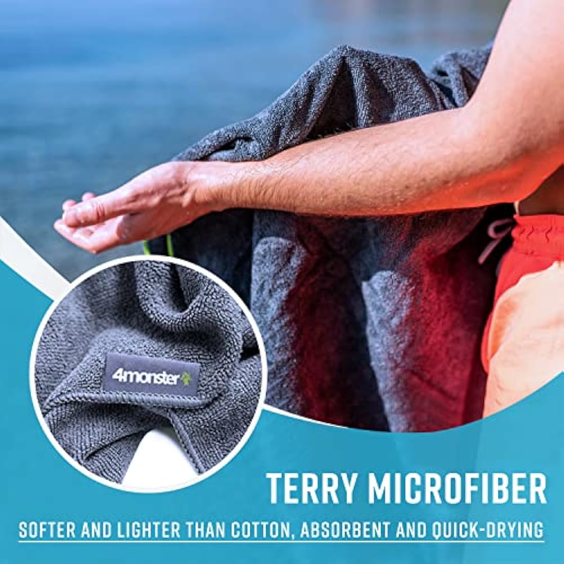 4Monster 6 Pack Microfibre Gym Towel with Accessory Bag, Quick Dry Travel Towel Super Lightweight, Ultra Absorbent for Sports Yoga Swimming Hiking Bath and Pool (6Pack, Army Green)
