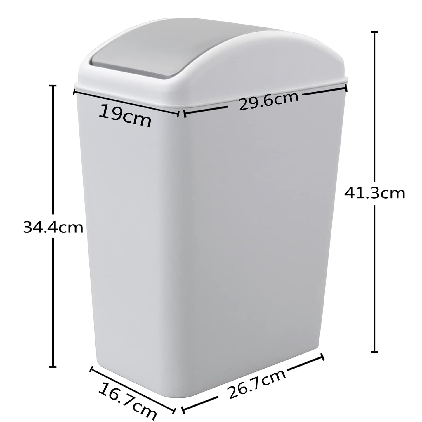 Annkky 15 L Small Bathroom Bins with 2 Rolls Bin Liners, Plastic Swing Dustbin with Lid (Light grey)