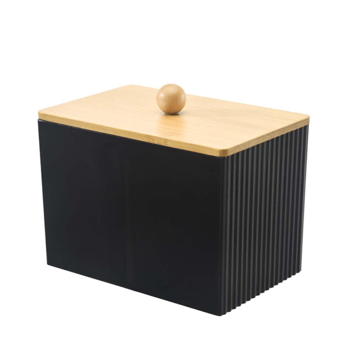 SVOCK Acrylic Cotton Bud Holder 3 Compartment Dressing Table Accessories with Wood Lid