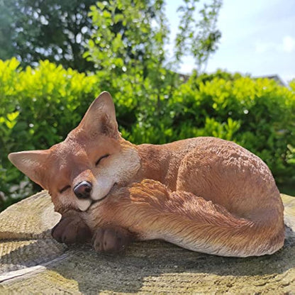 Vivid Arts Realistic Sleeping Fox Cub | Resin Home or Garden Decoration | XRL-FCB3-D