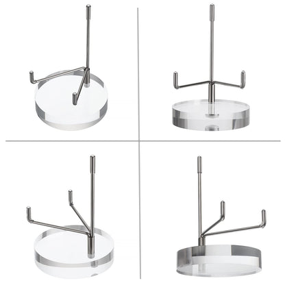 BTSKY Medium Size Adjustable Silver Metal Arm Display Stand with Round Base