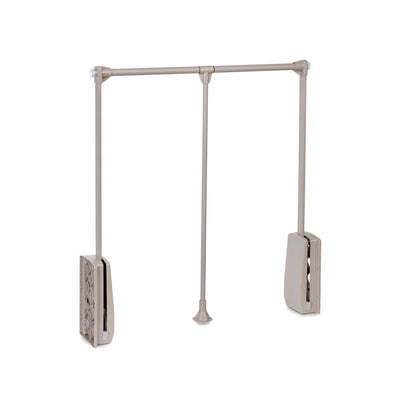 Emuca - Hang pull down wardrobe rail lift, adjustable width 600-830mm 23,6-31,4 inch, stone grey
