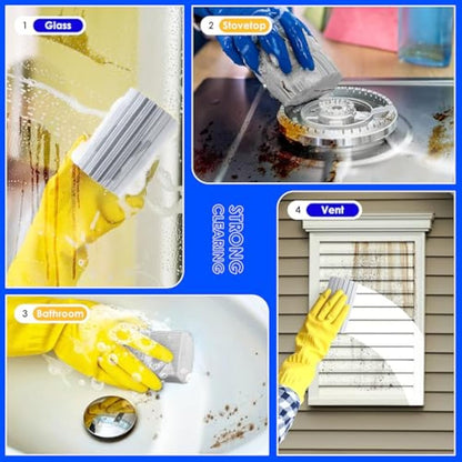 6 Pack Damp Clean Duster Sponge, Sponge Cleaning Brush, Reusable Sponge, Duster for Cleaning Blinds, Glass, Baseboards,Vents, Railings, Mirrors, Window Track Grooves and Faucets