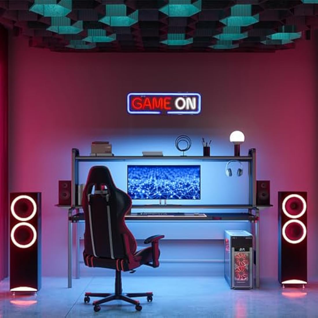 Wanxing Game On Neon Light Sign, Gaming Neon Sign for Wall Decor, Game Lights Signs,LED Light with USB Powered for Game Room,Competition,Zone