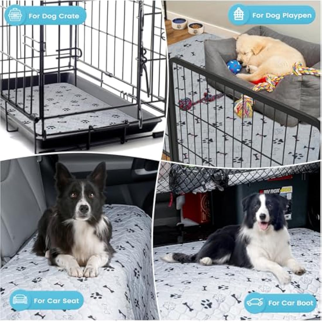 PmakeEorT Puppy Pads Washable, 2 Pack Reusable Dog Training Pads Fast Absorption, Waterproof Dog Mat Whelping Pee Pads for Playpen, Crate, Floor - 104x104 cm