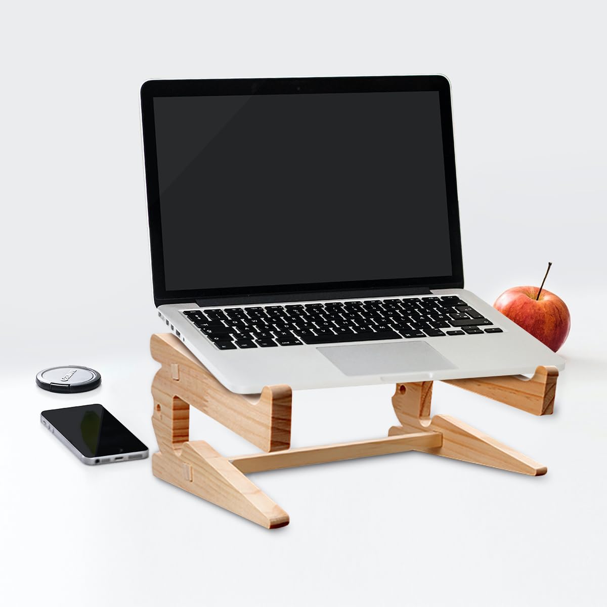 Luckious Brand Wooden Laptop Stand - Ventilated Cooling Desktop Computer Holder for MacBook and More