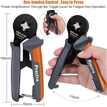 Preciva Ferrule Crimper Plier Kit, AWG28-10/0.08-6mm² Ferrule Crimping Toolkit, Wire Crimp Tool with 1200 Terminal Connectors and End Ferrules(1200Pcs)