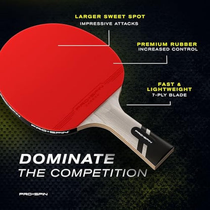 PRO SPIN Table Tennis Bats - Carbon Fibre Table Tennis Racket - Superior Control & Spin - Professional Quality Ping Pong Bat - Includes Premium Rubber Protector