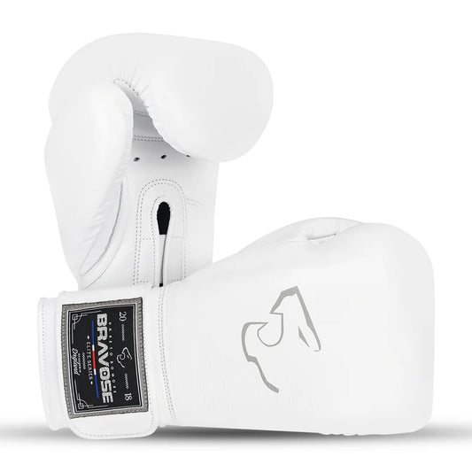 BRAVOSE Elite Pro Strap 12oz Boxing Gloves | Professional Leather Boxing Gloves for Punching Training, Sparring, MMA Kickboxing, Muay Thai Made By