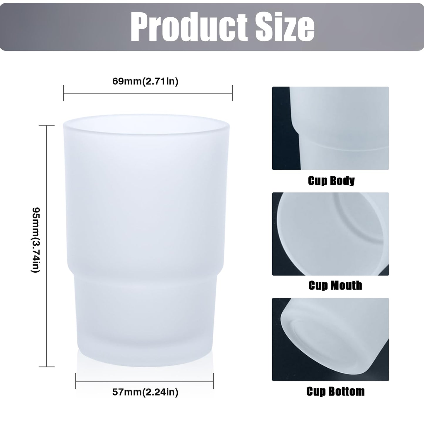 Glass Toothbrush Holders for Bathroom, 2 Pcs Replacement for Wall Mounted Toothbrush Holder | 225ml, Thick Frosted Glass Tumbler for Toothpaste