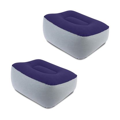 Inflatable Foot Rest for Travel 2 Pack, Inflatable Foot Rest Pillow for Car Office Home Grey Blue