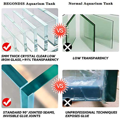 7 Litre Rimless Low Iron Glass Aquarium Tank (7.8" L × 7.8" W × 7.8" H / 20cm x 20cm x 20cm), Thickness Standard Jointed