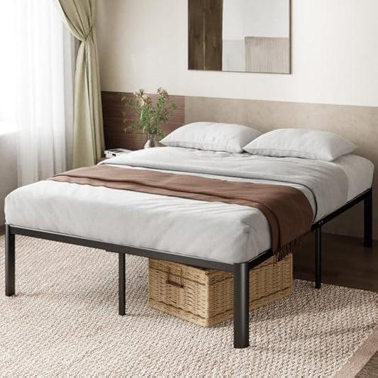 Zinus Van Super King Bed frame - Bed 180x200 cm - 41 cm Height with Underbed storage - Metal Platform Bed frame with Steel slat support - Black