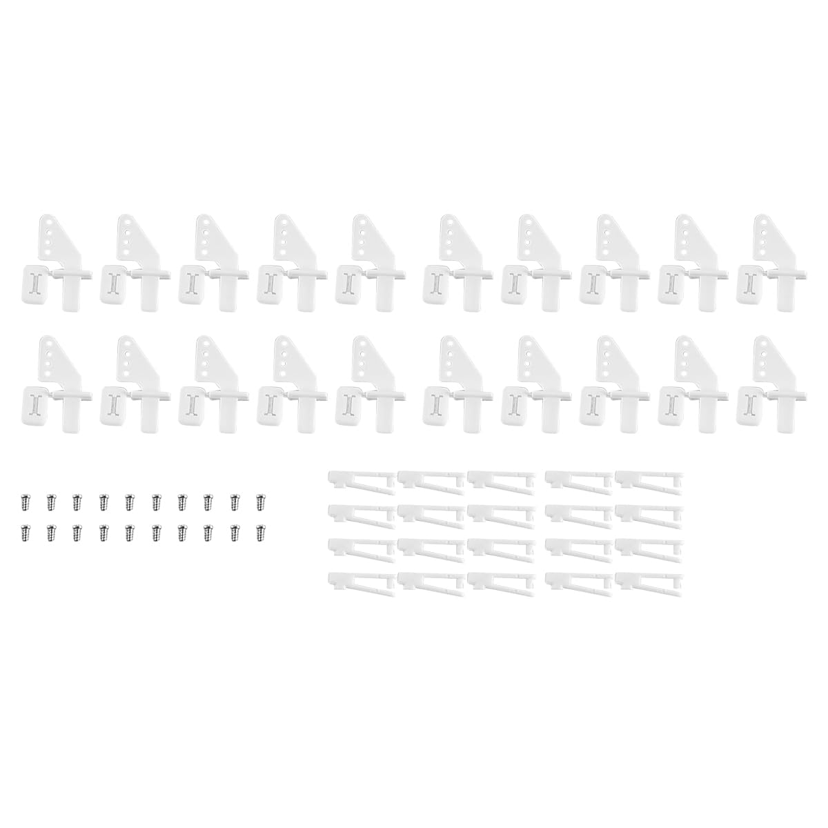 VOANZO 20PCS Micro RC Airplane Control Horn Set with Nuts U-Shaped Control Horns for Foam Fixed Wing Aircraft DIY Adjustable Linkage Rods for Rudder