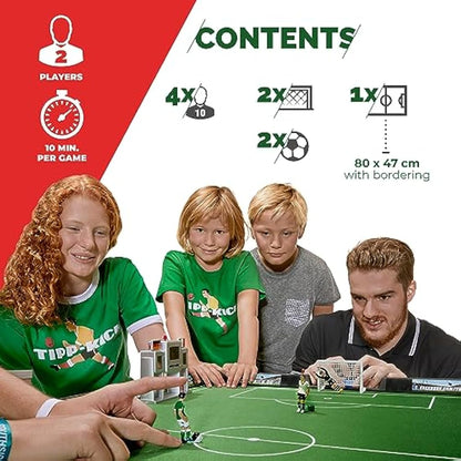 TIPP-KICK Retro 80x47 cm - The ready-to-play set with 2 x players, 2 x goalkeeper, 2 x metal goal, 2 x ball I Felt playing field