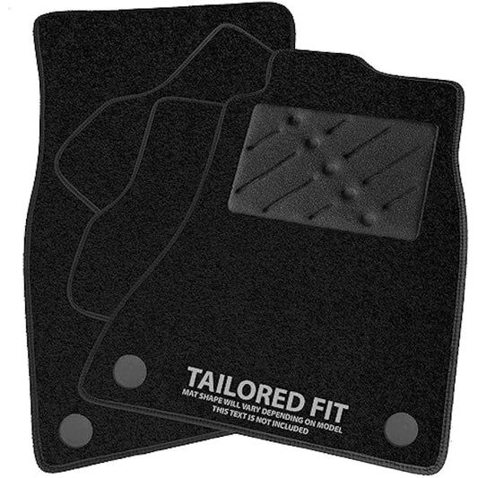 Car Mats FOR Peugeot 208/2008 / 2008 Crossover 2012-2019 Black Carpet - Black Ribbed Trim - Black Rectangle Heel Pad [SAPP-1433]