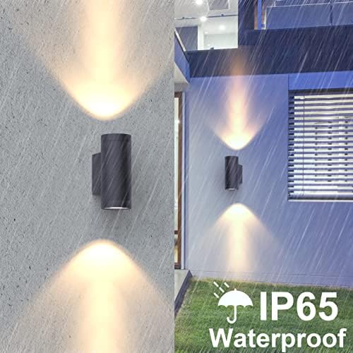 Klighten 2 pcs Outdoor Wall Lights IP65, Up Down Outside Lights, Exterior Lighting Aluminum Modern Wall Lamp for Garden Entrance Terraces, Socket GU10, Bulb not Included, Anthracite