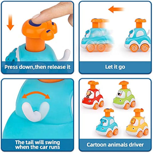 Own1one Toddler Toy Cars, Baby Toy Car for 1 Year Old Boys, 4Pcs Press Go Toy Car Gifts for 1 2 3 Year Old Boys Girls