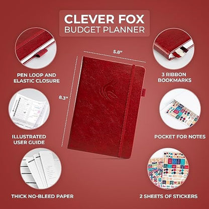 Clever Fox Budget Planner - Expense Tracker Notebook. Monthly Budgeting Organizer, Finance Logbook & Accounts Book, Bill Tracker, A5 (Wine Red)