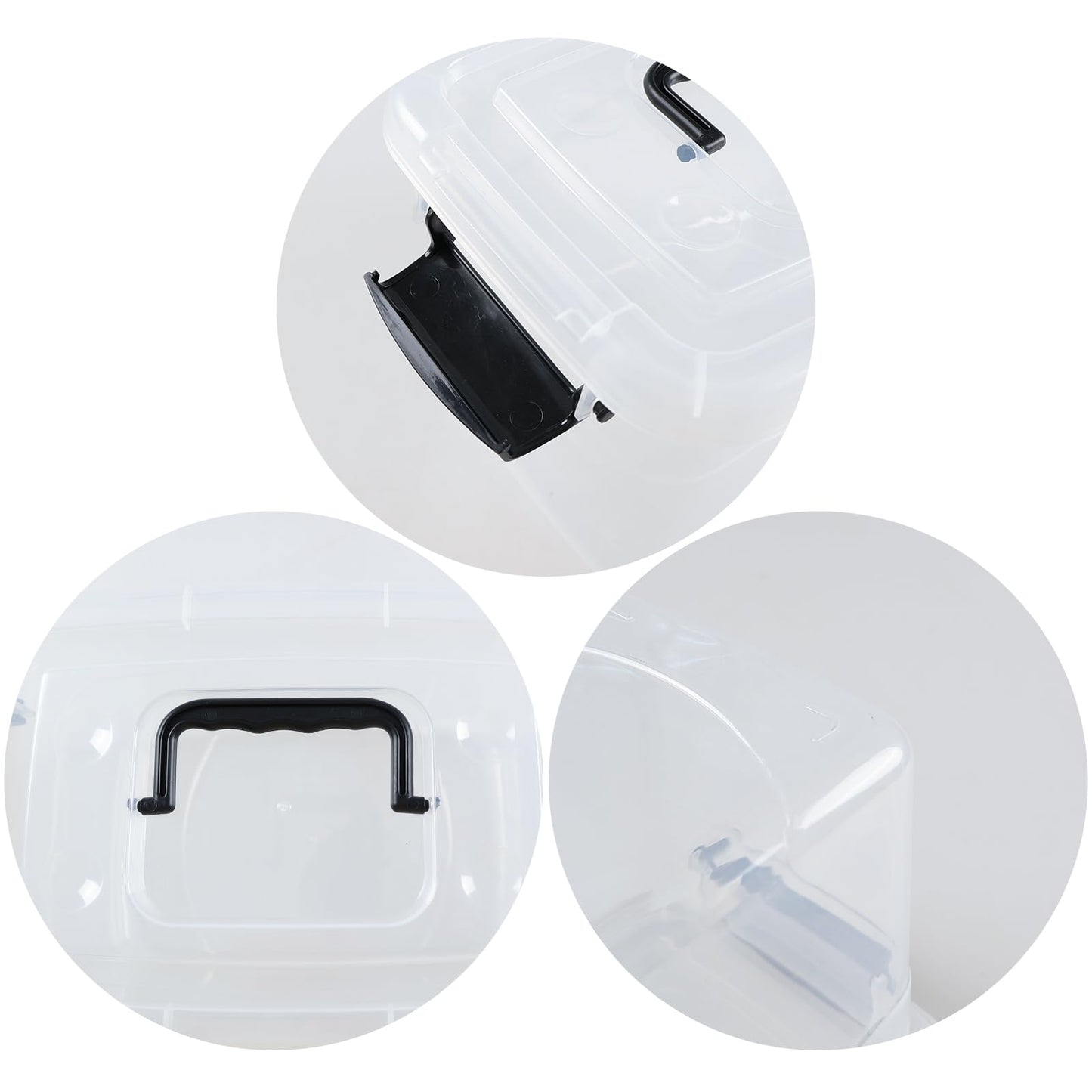 Tyminin 6 Packs 5 L Small Plastic Storage Box with Handle, Storage Latch Box with Lid, Clear